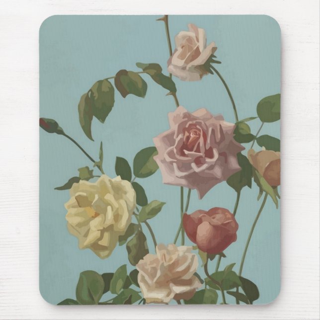 Vintage Tea Rose and Blush Roses Mouse Mat (Front)