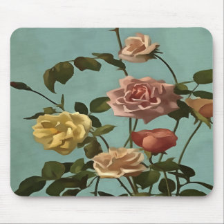 Vintage Tea Rose and Blush Roses Mouse Mat