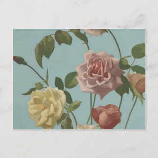 Vintage Tea Rose and Blush Roses Postcard