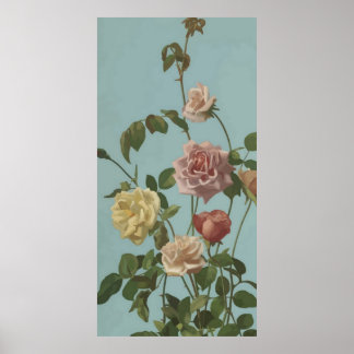 Vintage Tea Rose and Blush Roses Poster