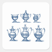 Vintage Tea Set Blue White Coffee Pot Decorative