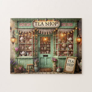 Vintage Tea Shop Teapots Cottagecore Home Decor Jigsaw Puzzle