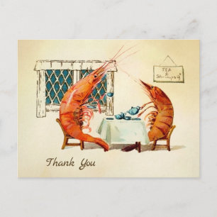 Vintage Tea Shrimp Thank You Postcard