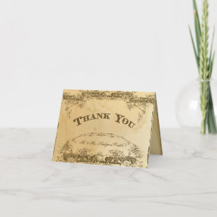 Vintage Tea Stained Parchment Art Thank You Note Card
