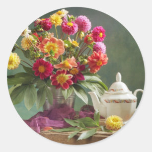 Vintage Tea Time Classic Round Sticker
