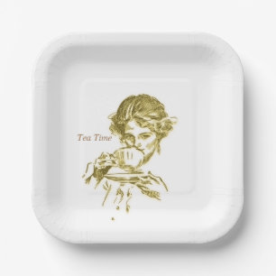 Vintage Tea Time Napkins Paper Plate