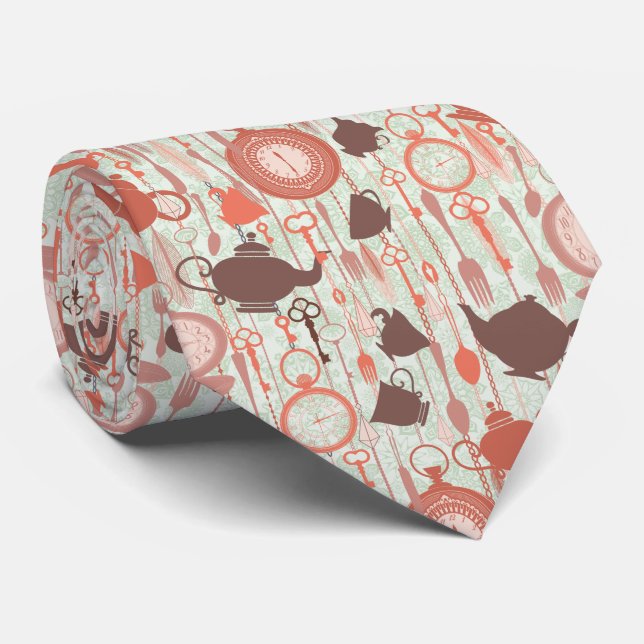 Vintage Tea Time Pattern Tie (Rolled)