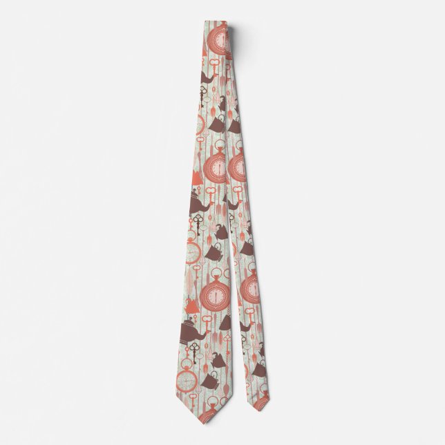 Vintage Tea Time Pattern Tie (Front)