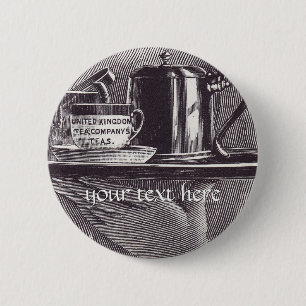 Vintage Tea Tray 6 Cm Round Badge