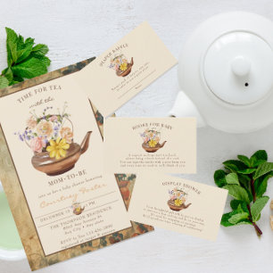 Vintage Tea   Watercolor Floral Baby Shower Invitation