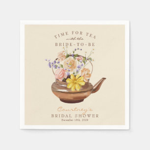 Vintage Tea   Watercolor Floral Bridal Shower Napkin
