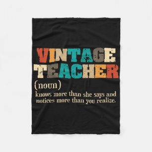 Vintage Teacher Definition Teaching Back To School Fleece Blanket