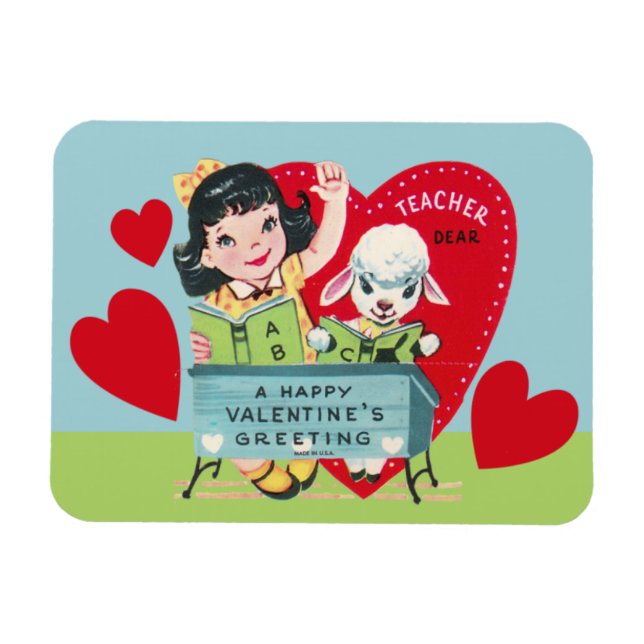 Vintage Teacher Valentine Magnet (Horizontal)