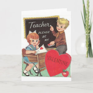 Vintage Teacher Valentine's Day Card