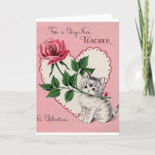 Vintage Teacher Valentine's Day Card