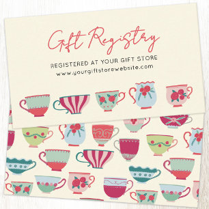 Vintage Teacup Baby Shower Gift Registry Enclosure Card
