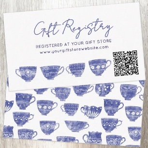 Vintage Teacup Baby Shower Gift Registry QR code Enclosure Card