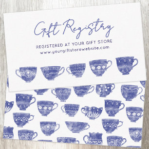 Vintage Teacup Blue Baby Shower Gift Registry Enclosure Card