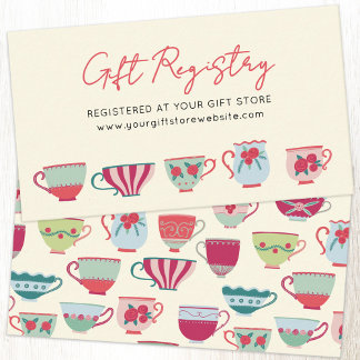 Vintage Teacup Bridal Shower Gift Registry Enclosure Card