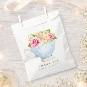 Vintage Teacup Floral Bouquet Birthday Tea Party Favour Bags