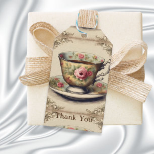 Vintage TeaCup Floral Bridal Shower Tea Party  Gift Tags