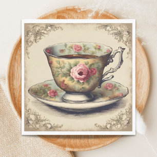 Vintage TeaCup Floral Bridal Shower Tea Party  Napkin