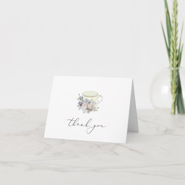 Vintage Teacup Floral Thank You Card (Front)