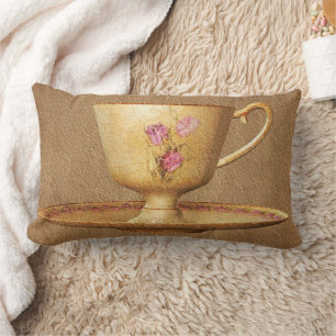 Vintage Teacup  Lumbar Cushion