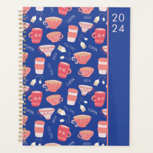 Vintage Teacup Peach Pattern Planner