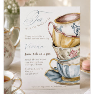 Vintage Teacup Tea Bridal Shower Party Invitation
