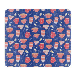 Vintage Teacup Tea Pot pattern Cutting Board
