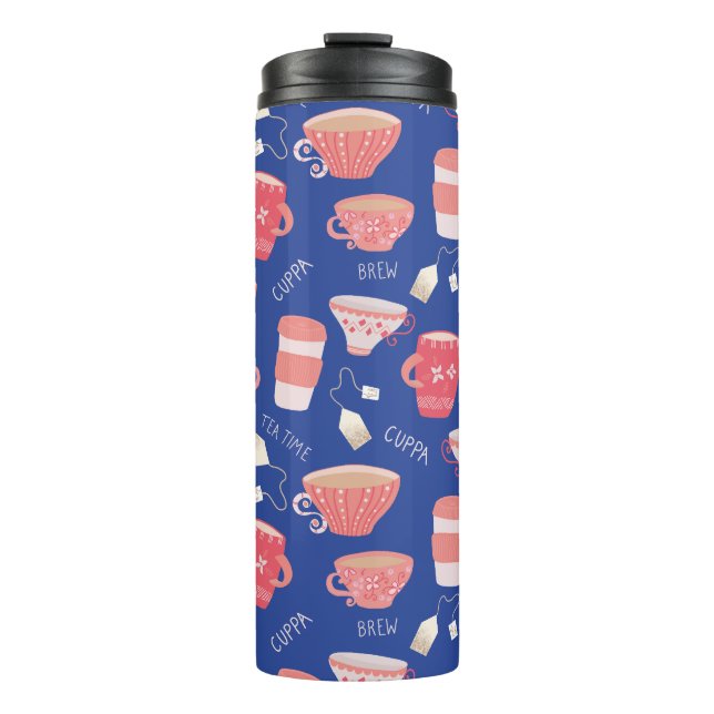 Vintage Teacup Tea Pot pattern Thermal Tumbler (Front)