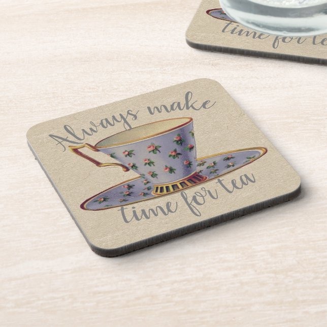 Vintage Teacup Time for Tea Coaster (Left Side)