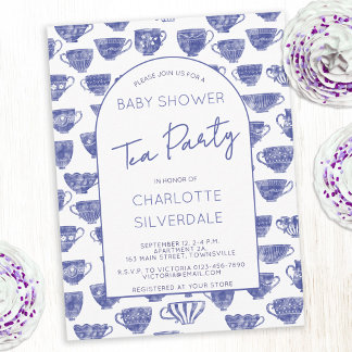 Vintage Teacup Watercolor Tea Party Baby Shower Postcard