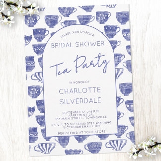 Vintage Teacup Watercolor Tea Party Bridal Shower Invitation