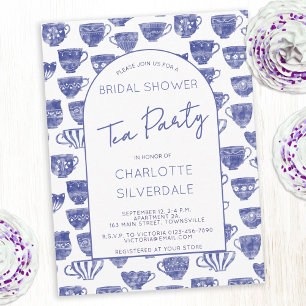Vintage Teacup Watercolor Tea Party Bridal Shower Postcard