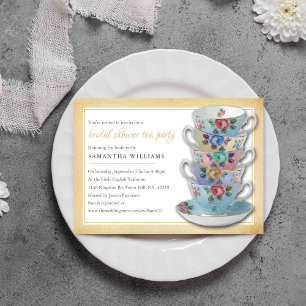 Vintage Teacups Bridal Shower Tea Party Invitation