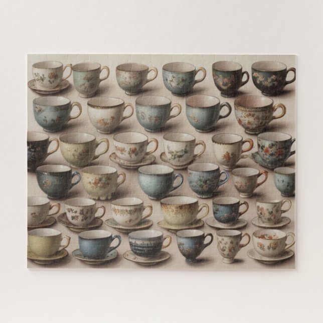 Vintage Teacups Jigsaw Puzzle (Horizontal)