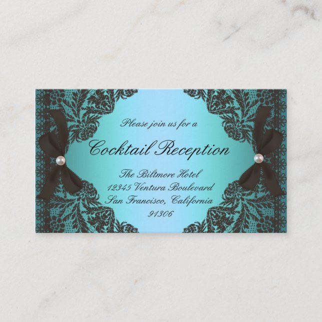 Vintage Teal and Black Lace Response Cards (Front)