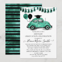 Vintage Teal Beetle Balloons Drive By Graduation