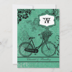 Vintage Teal Bicycle 5x7 Invitation