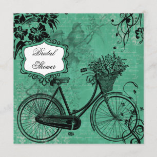 Vintage Teal Bicycle Bridal Shower Invitation