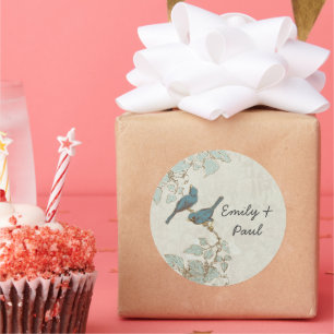 Vintage Teal Bird Wedding Seal