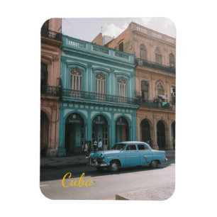 Vintage Teal Classic Car Old Havana Cuba Colonial  Magnet