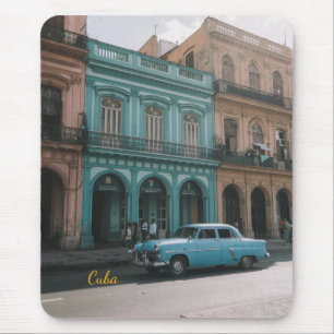 Vintage Teal Classic Car Old Havana Cuba Colonial Mouse Mat