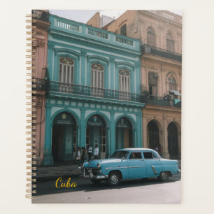Vintage Teal Classic Car Old Havana Cuba Colonial Planner