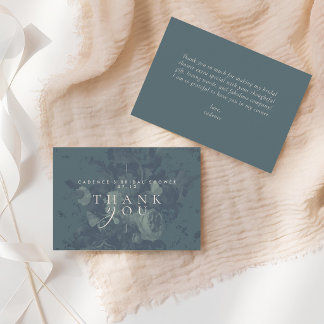 Vintage Teal Elegant Rustic Floral Bridal Shower Thank You Card