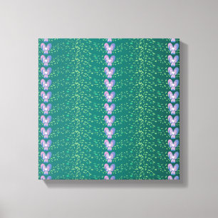 Vintage Teal Floral Violets wallpaper pattern Canvas Print