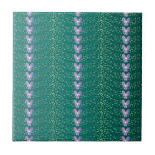 Vintage Teal Floral Violets wallpaper pattern Tile