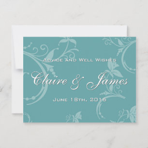Vintage Teal Floral Wedding Advice Card